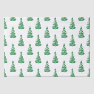 Green Watercolor Pine Tree Pattern  Tissue Paper
