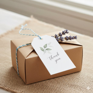 Green Watercolor Script Thank You Wedding Tags