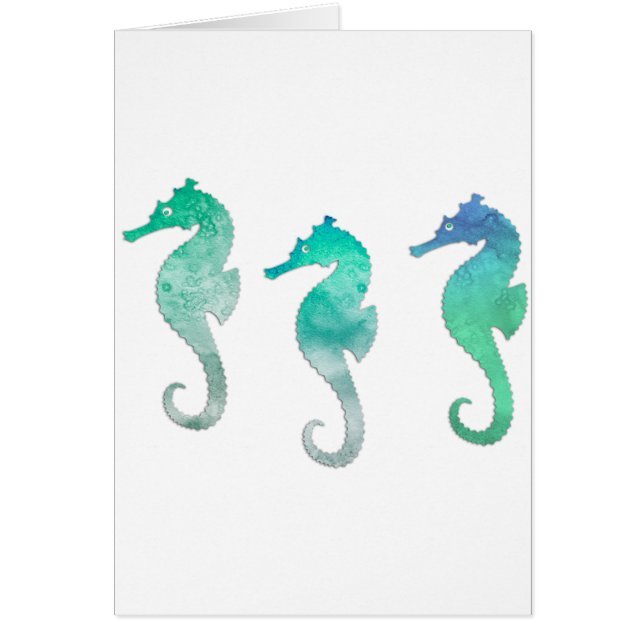 Green Watercolor Seahorses (Front)
