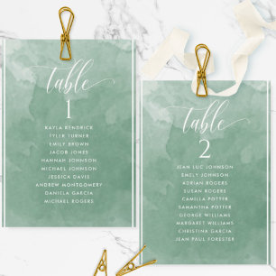 Green Watercolor Seating Plan Card with Guest Name