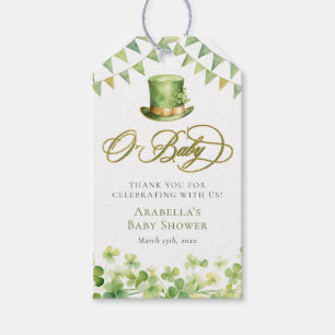 Green Watercolor Shamrock Baby Shower Gift Tags
