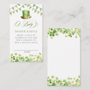 Green Watercolor Shamrock Diaper Raffle Enclosure Card
