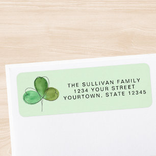Green Watercolor Shamrock Return Address