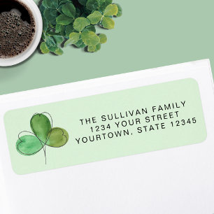 Green Watercolor Shamrock Return Address