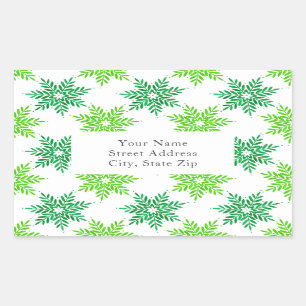 Green Watercolor Snowflake Pattern Labels