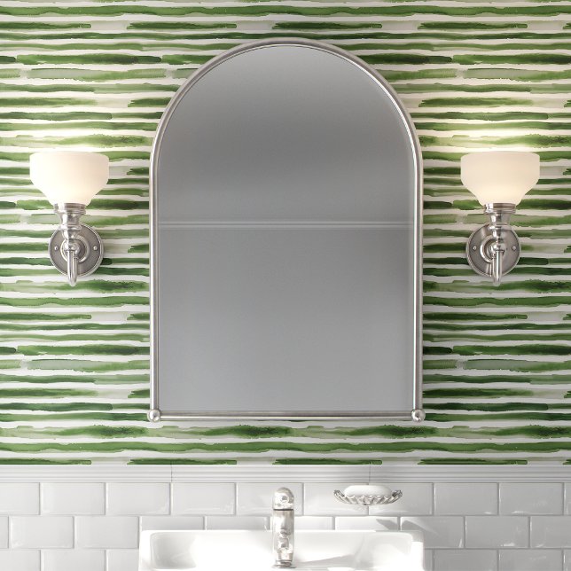 Green Watercolor Stripe Modern Wallpaper (Creator Uploaded)