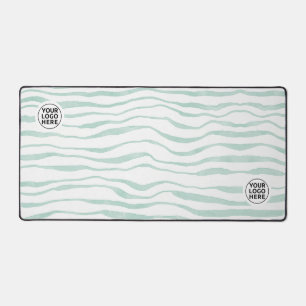 Green Watercolor Stripes Desk Mat Mouse Pad