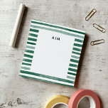 Green Watercolor Stripes Monogram Post-it Notes<br><div class="desc">Customise with one,  two,  or three initials or write out your name.</div>