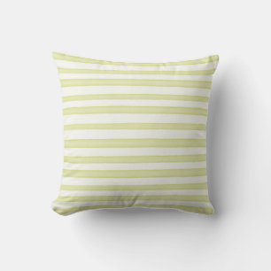 Green watercolor stripes on white cushion