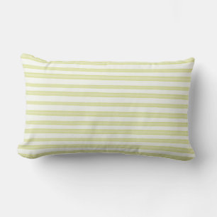 Green watercolor stripes on white lumbar cushion