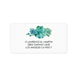 Green Watercolor Succulents Label