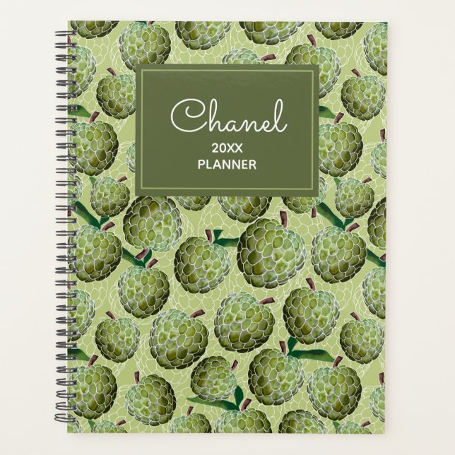 Green Watercolor Sugar Apples Pattern Planner (Front)