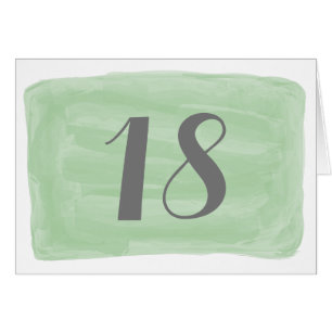 Green Watercolor Table Number Card