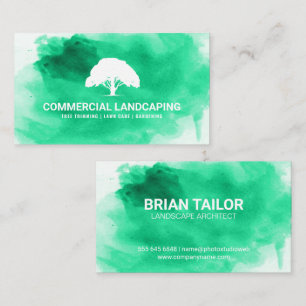Green Watercolor   Tree Business Card