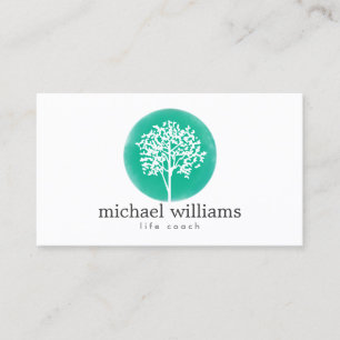 Green Watercolor Tree Life Coach, Counsellors Business Card