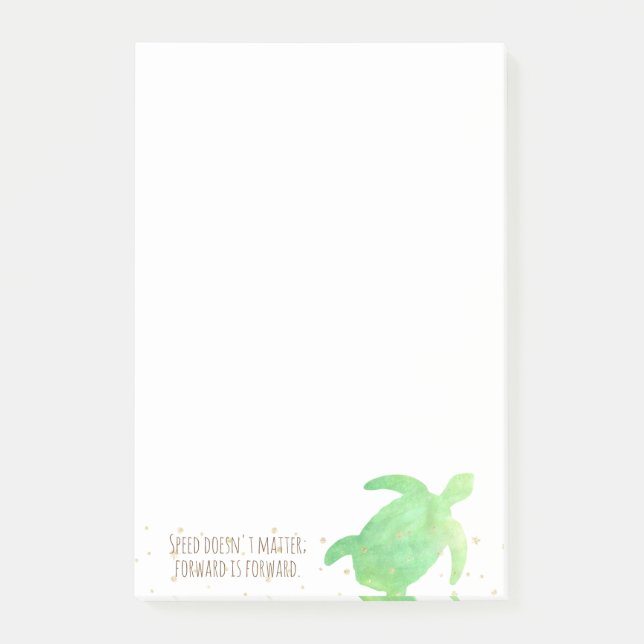 Green Watercolor Turtle Speed Doesn't Matter Post-it Notes (Front)