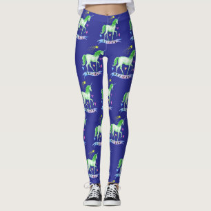 Green Watercolor Unicorn Leggings