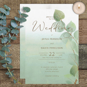 Green Watercolor Wash Eucalyptus Modern Invitation
