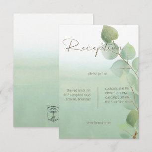Green Watercolor Wash Eucalyptus Reception Enclosure Card