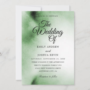 Green Watercolor Wash   Green Wedding  Invitation