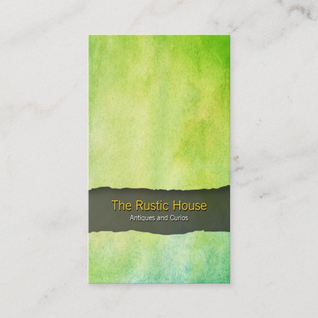 Green Watercolor Wash Retail Trade Business Card (Front)