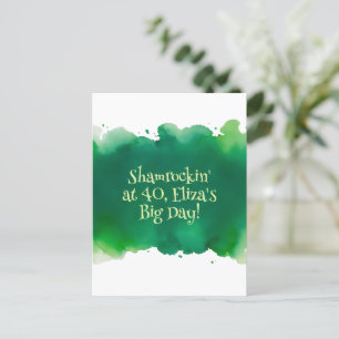 green watercolor wash st patrick´s day birthday  postcard