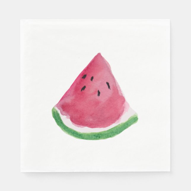 Green Watercolor Watermelon Napkin (Front)