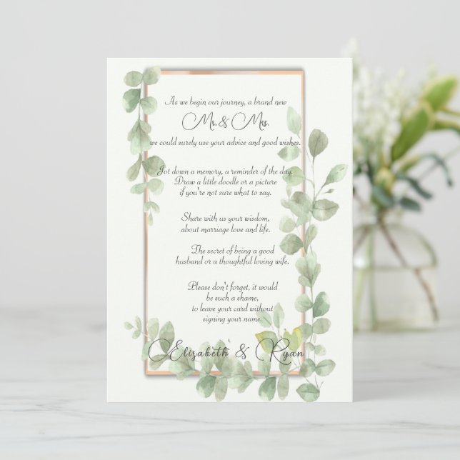 Green Watercolor Wedding Advice & Wishes   (Standing Front)