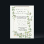 Green Watercolor Wedding Advice & Wishes<br><div class="desc">Pretty wedding cards for your guests to add their advice and well wishes. Pretty watercolor Eucalyptus leaves on a golden frame.  What a cute way to remember your special day.</div>
