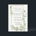 Green Watercolor Wedding Advice & Wishes   Card<br><div class="desc">Pretty wedding cards for your guests to add their advice and well wishes. Pretty watercolor Eucalyptus leaves on a golden frame.  What a cute way to remember your special day.</div>
