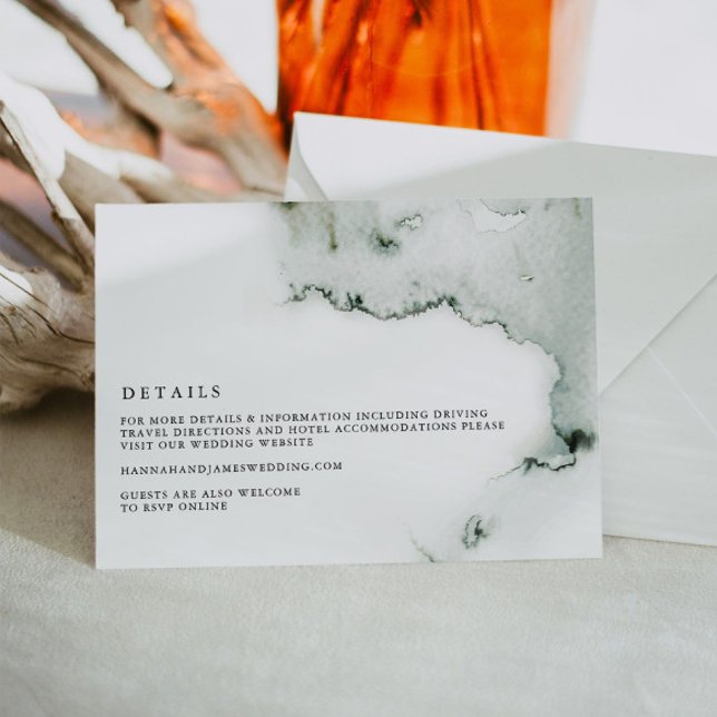 Green Watercolor Wedding Details Card (Creator Uploaded)