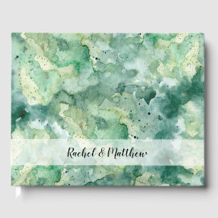 Green Watercolor Wedding Guest Book