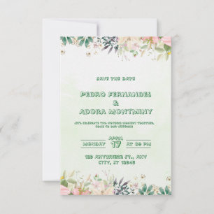 Green Watercolor Wedding Invitation 
