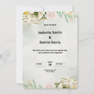 Green Watercolor Wedding Invitation Portrait