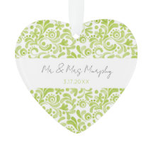 Green Watercolor Wedding NAME DATE Sweet Heart