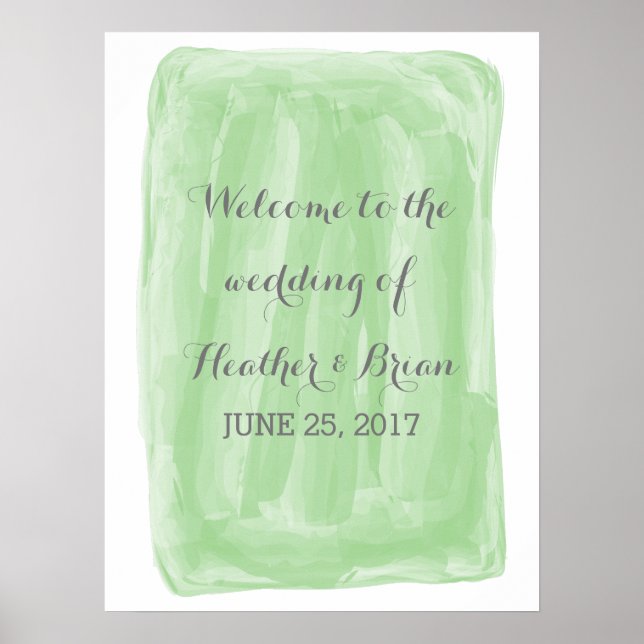 Green Watercolor Wedding Poster (Front)