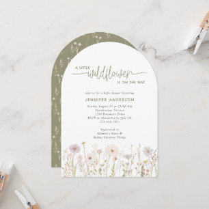 Green Watercolor Wildflower Floral Baby Shower Invitation