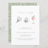 Green Watercolor Wine Wrap Christmas Holiday Party