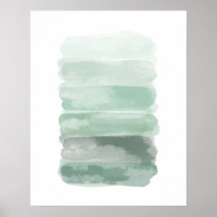 Green Watercolour Brush Strokes Poster