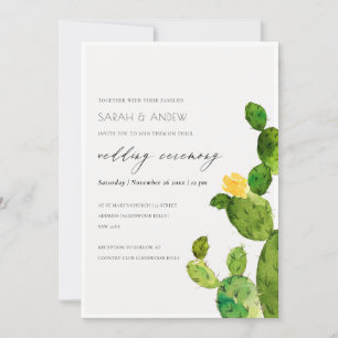 GREEN WATERCOLOUR DESERT CACTUS FLOWER  ENGAGEMENT INVITATION