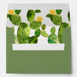 GREEN WATERCOLOUR DESERT CACTUS FLOWER MONOGRAM ENVELOPES