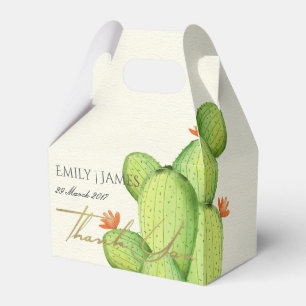 GREEN WATERCOLOUR DESERT CACTUS FLOWER  MONOGRAM FAVOUR BOX