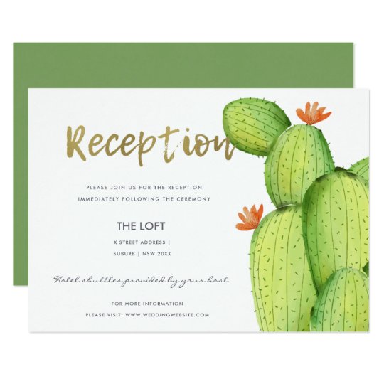 GREEN WATERCOLOUR DESERT CACTUS FLOWER RECEPTION CARD
