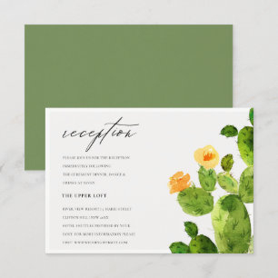 GREEN WATERCOLOUR DESERT CACTUS FLOWER  RECEPTION INVITATION