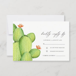 GREEN WATERCOLOUR DESERT CACTUS FLOWER RSVP