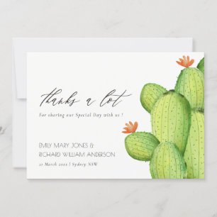 GREEN WATERCOLOUR DESERT CACTUS FLOWER  THANK YOU CARD