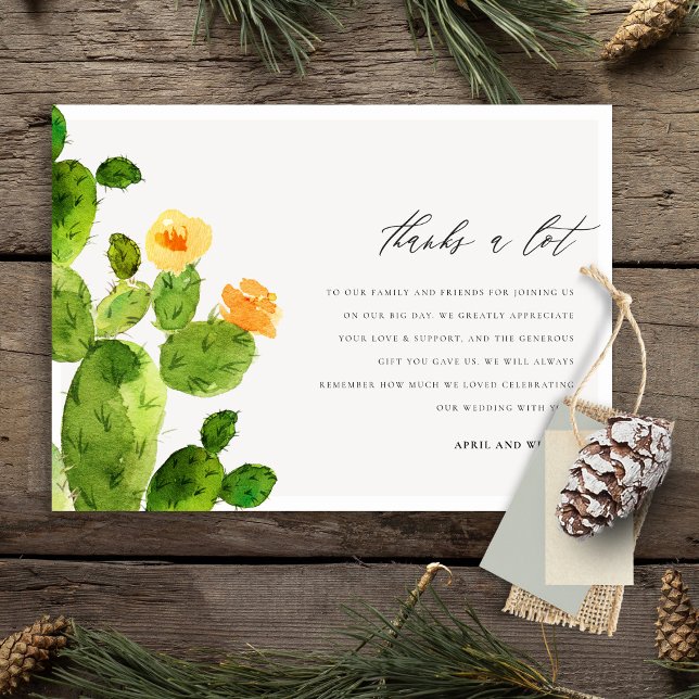 GREEN WATERCOLOUR DESERT CACTUS FLOWER  THANK YOU CARD (Creator Uploaded)