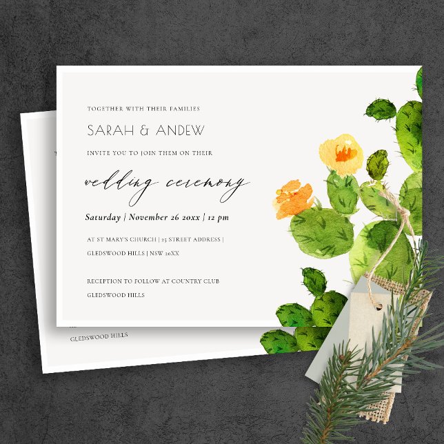 GREEN WATERCOLOUR DESERT CACTUS FLOWER  WEDDING INVITATION (Creator Uploaded)