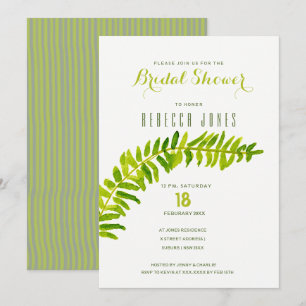 GREEN WATERCOLOUR FERN FOLIAGE Bridal Shower Invitation