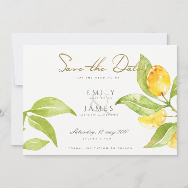 GREEN WATERCOLOUR FOLIAGE OLIVE SAVE THE DATE (Front)